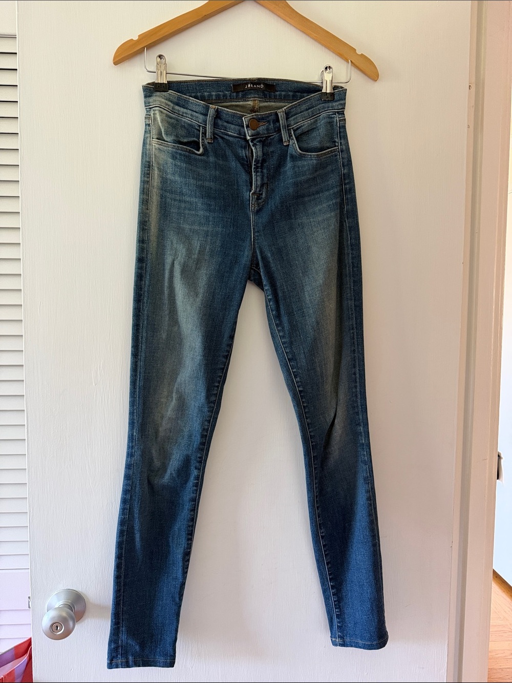 J Brand Blue Denim Jeans with Brown Stitching